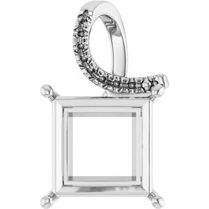 Sterling Silver 12x12 mm Square Pendant Mounting – image 2