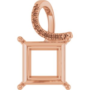 18K Rose Gold 12x12 mm Square Pendant Mounting – image 2