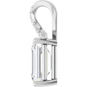 18K White Gold 10x7 mm Emerald Pendant Mounting – image 5
