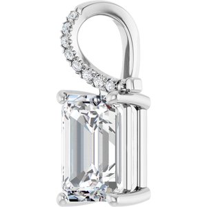 10K White Gold 10x7 mm Emerald Pendant Mounting – image 3