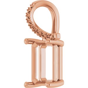 14K Rose Gold 10x7 mm Emerald Pendant Mounting – image 4