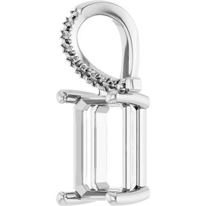 10K White Gold 10x7 mm Emerald Pendant Mounting – image 4