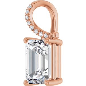 18K Rose Gold 10x7 mm Emerald Pendant Mounting – image 3