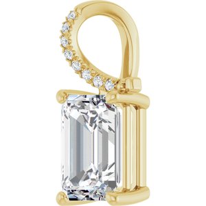14K Yellow Gold 10x7 mm Emerald Pendant Mounting – image 3