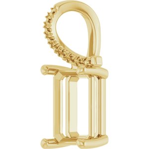 14K Yellow Gold 10x7 mm Emerald Pendant Mounting – image 4