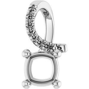 18K White Gold 5.5x5.5 mm Cushion Pendant Mounting – image 2