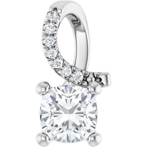 14K X1 White Gold 5.5x5.5 mm Cushion Pendant Mounting