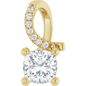 14K Yellow Gold 5.5x5.5 mm Cushion Pendant Mounting