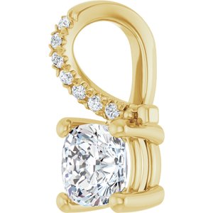 14K Yellow Gold 5.5x5.5 mm Cushion Pendant Mounting – image 3