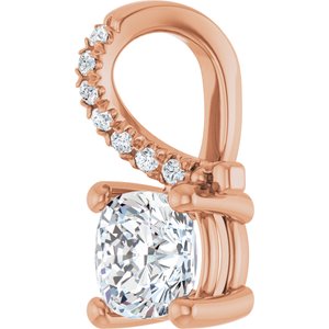 14K Rose Gold 5.5x5.5 mm Cushion Pendant Mounting – image 3