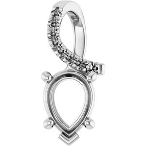 18K White Gold 8x6 mm Pear Pendant Mounting – image 2