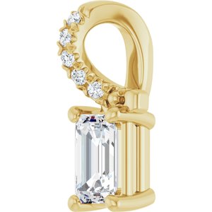 14K Yellow Gold 5x3 mm Emerald Pendant Mounting – image 3