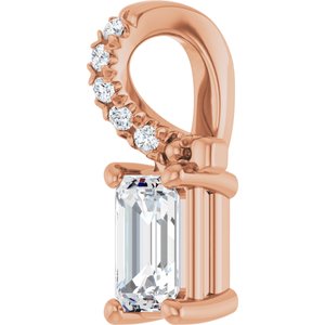 18K Rose Gold 5x3 mm Emerald Pendant Mounting – image 3