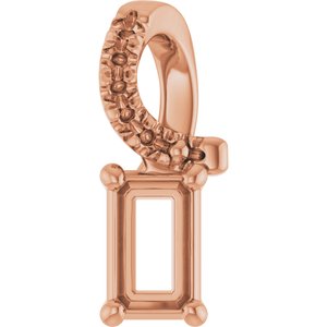 10K Rose Gold 5x3 mm Emerald Pendant Mounting – image 2