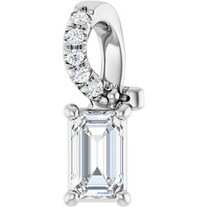 14K X1 White Gold 5x3 mm Emerald Pendant Mounting