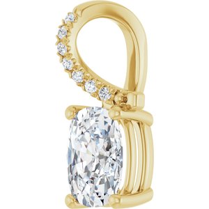 14K Yellow Gold 8x6 mm Elongated Cushion Pendant Mounting – image 3