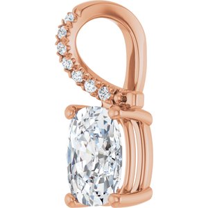14K Rose Gold 8x6 mm Elongated Cushion Pendant Mounting – image 3