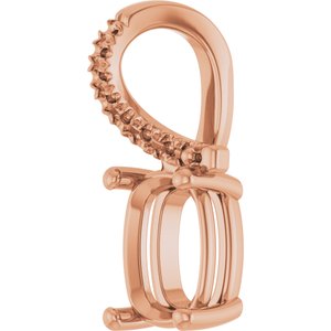 14K Rose Gold 8x6 mm Elongated Cushion Pendant Mounting – image 4