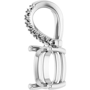 14K White Gold 8x6 mm Elongated Cushion Pendant Mounting – image 4