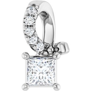 18K White Gold 3x3 mm Square Pendant Mounting