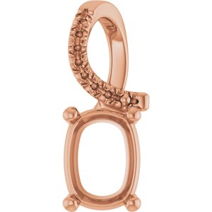 18K Rose Gold 8x6 mm Elongated Cushion Pendant Mounting – image 2