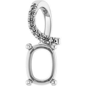 Sterling Silver 8x6 mm Elongated Cushion Pendant Mounting – image 2