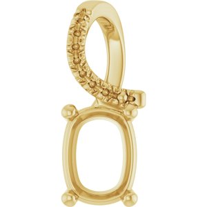 18K Yellow Gold 8x6 mm Elongated Cushion Pendant Mounting – image 2