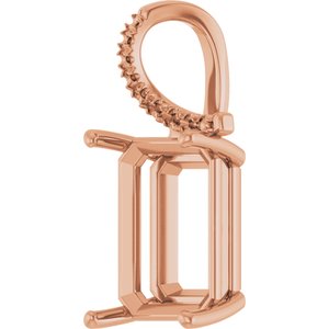10K Rose Gold 16x12 mm Emerald Pendant Mounting – image 4