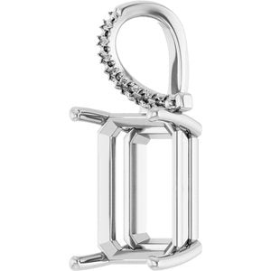14K X1 White Gold 16x12 mm Emerald Pendant Mounting – image 4