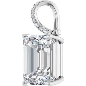 14K White Gold 16x12 mm Emerald Pendant Mounting – image 3