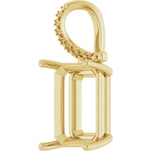 14K Yellow Gold 16x12 mm Emerald Pendant Mounting – image 4