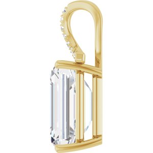 14K Yellow Gold 16x12 mm Emerald Pendant Mounting – image 5