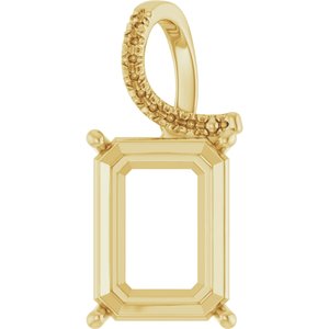 18K Yellow Gold 16x12 mm Emerald Pendant Mounting – image 2