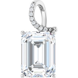 14K White Gold 16x12 mm Emerald Pendant Mounting