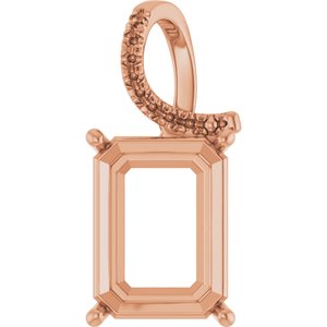 18K Rose Gold 16x12 mm Emerald Pendant Mounting – image 2