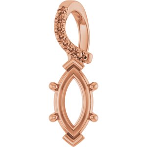 10K Rose Gold 9.5x5 mm Marquise Pendant Mounting – image 2
