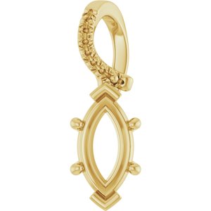 14K Yellow Gold 9.5x5 mm Marquise Pendant Mounting – image 2