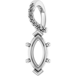 18K White Gold 9.5x5 mm Marquise Pendant Mounting – image 2