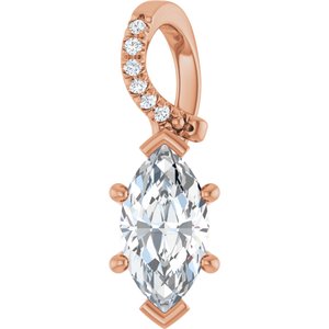 14K Rose Gold 9.5x5 mm Marquise Pendant Mounting