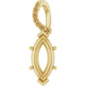 10K Yellow Gold 16x8 mm Marquise Pendant Mounting – image 2