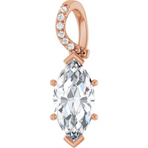 14K Rose Gold 16x8 mm Marquise Pendant Mounting