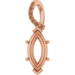 18K Rose Gold 16x8 mm Marquise Pendant Mounting – image 2