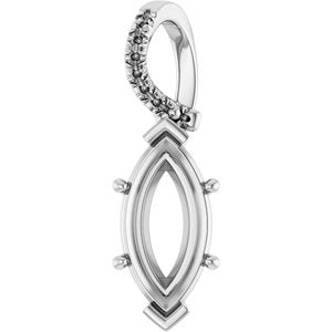 18K White Gold 16x8 mm Marquise Pendant Mounting – image 2