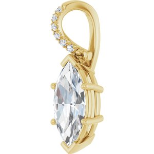 18K Yellow Gold 16x8 mm Marquise Pendant Mounting – image 3