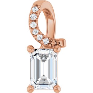 10K Rose Gold 6x4 mm Emerald Pendant Mounting