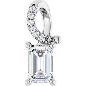 14K X1 White Gold 6x4 mm Emerald Pendant Mounting