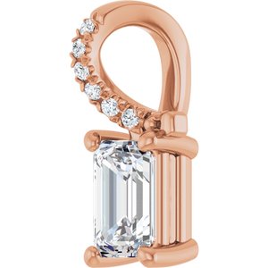 10K Rose Gold 6x4 mm Emerald Pendant Mounting – image 3