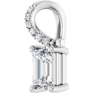14K X1 White Gold 6x4 mm Emerald Pendant Mounting – image 3