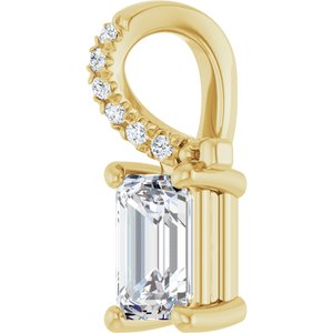 18K Yellow Gold 6x4 mm Emerald Pendant Mounting – image 3