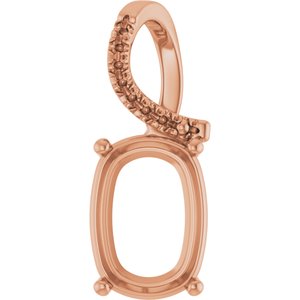 10K Rose Gold 14x10 mm Elongated Cushion Pendant Mounting – image 2